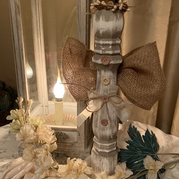 Whitewashed Wood Angel, Farmhouse Decor, New, Handmade, 14” Christmas - Picture 1 of 3